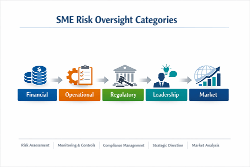 Diagram outlining key risk oversight categories for SME advisory support