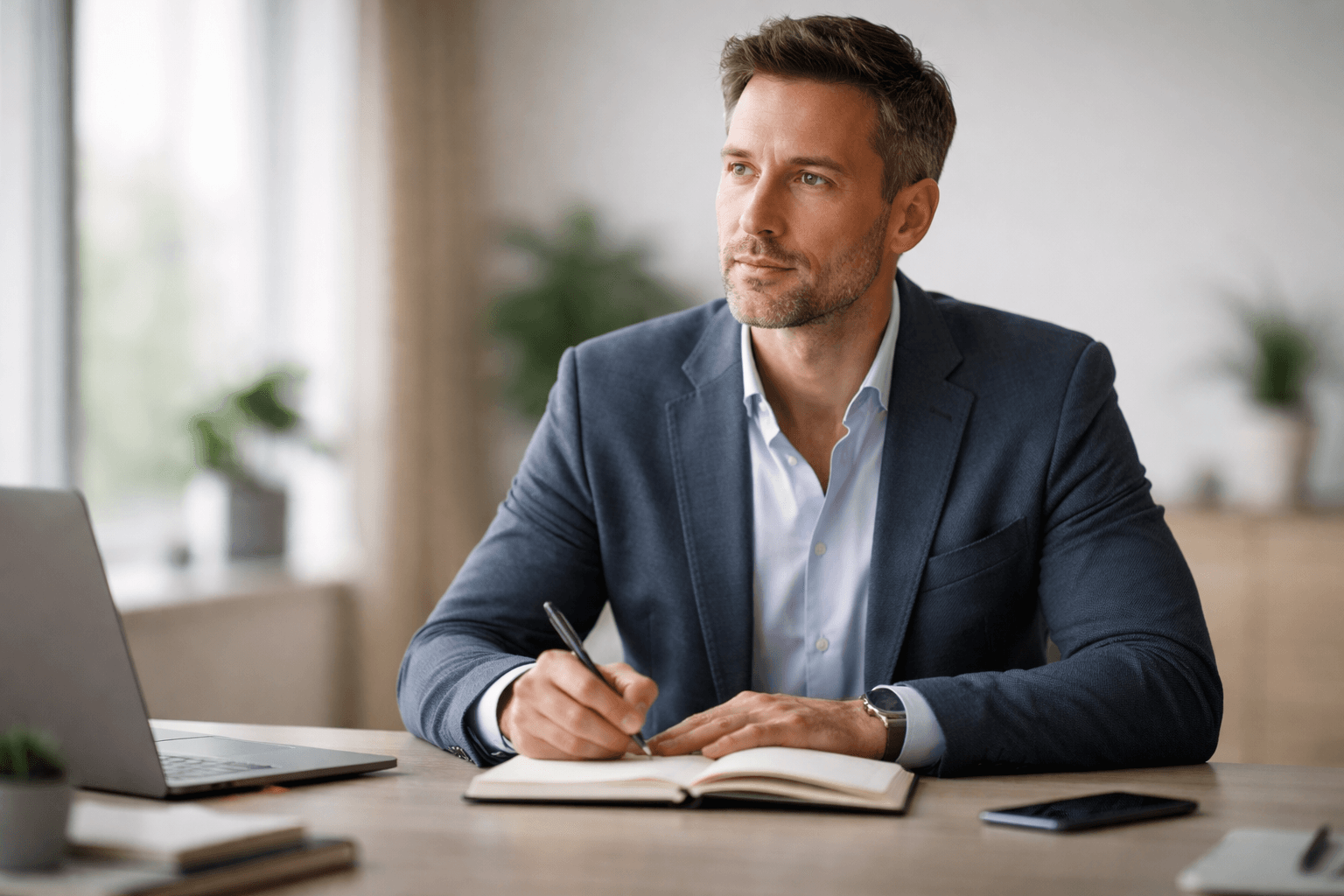 entrepreneur reflecting on challenges and opportunities