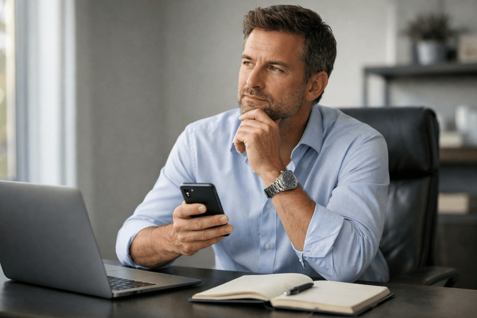 business owner reacting to client call business owner reacting to client call