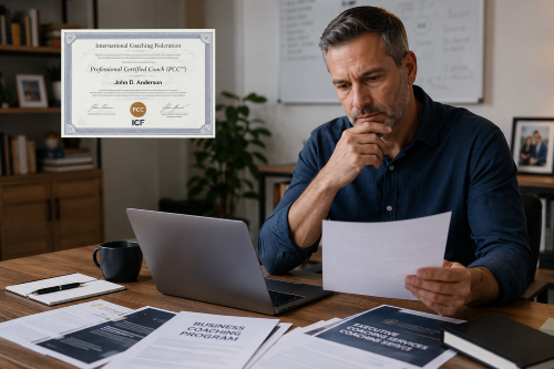 Business owner assessing business coaching experience and expertise