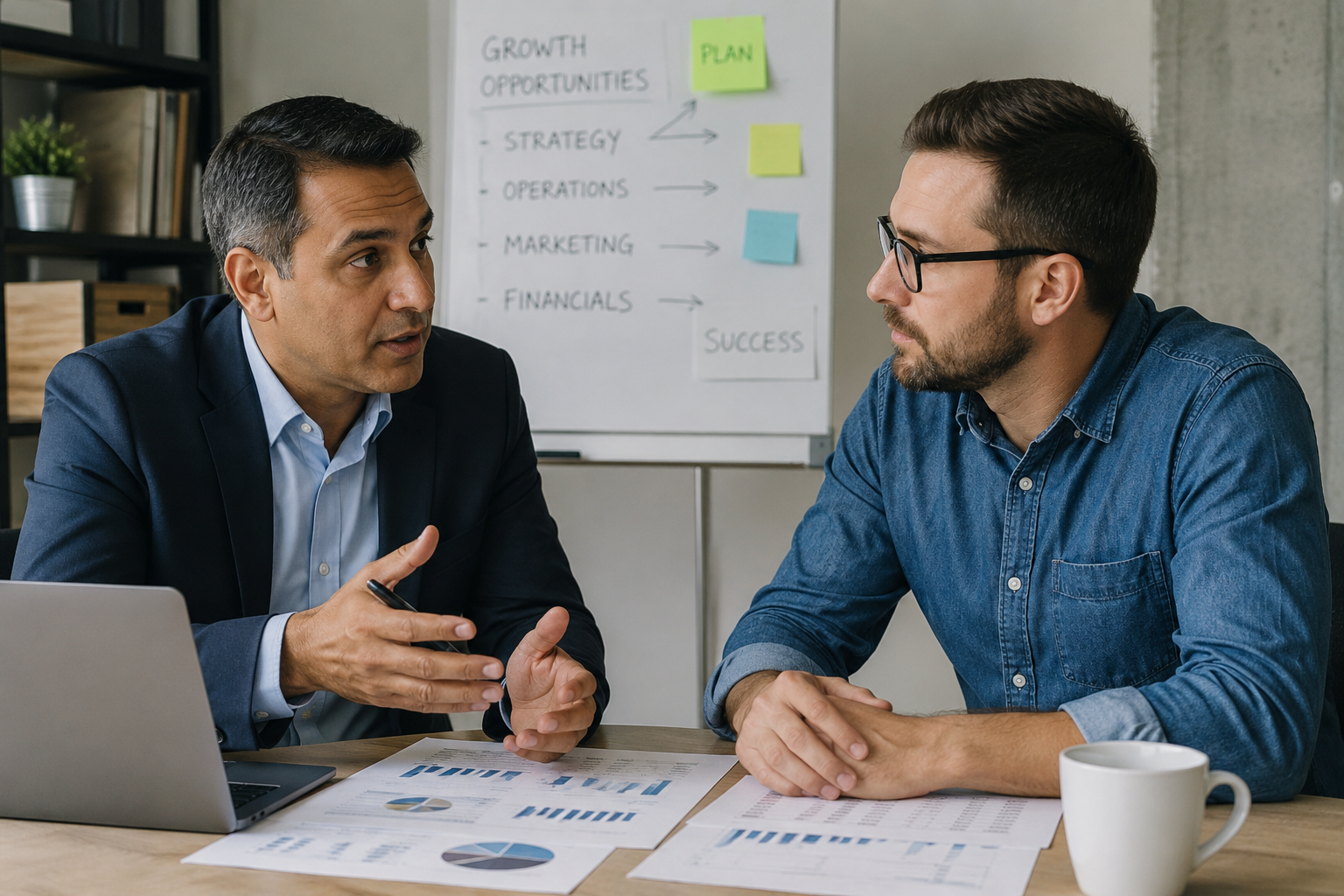 Business consultant advising SME owner