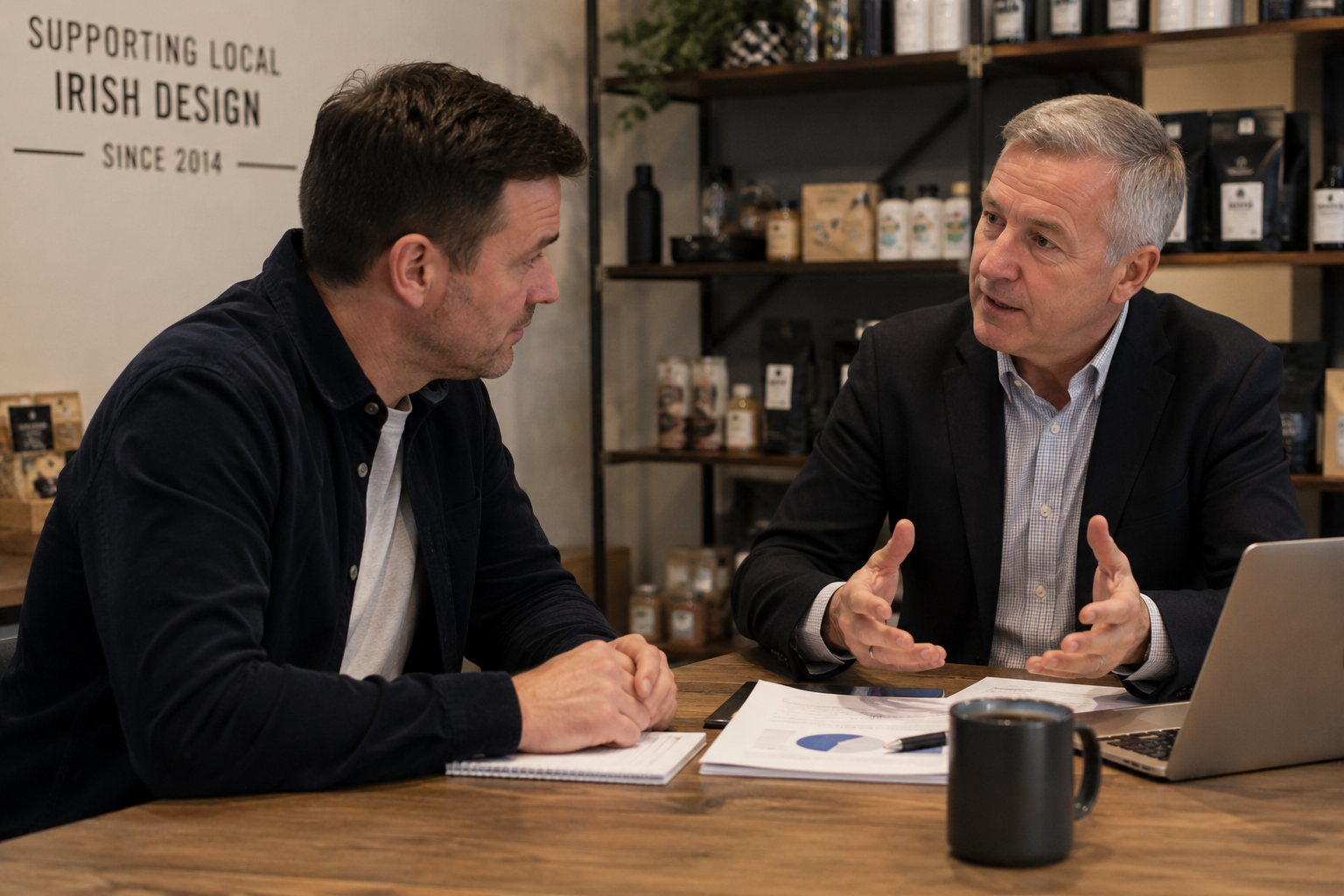 Business consultant advising small business owner