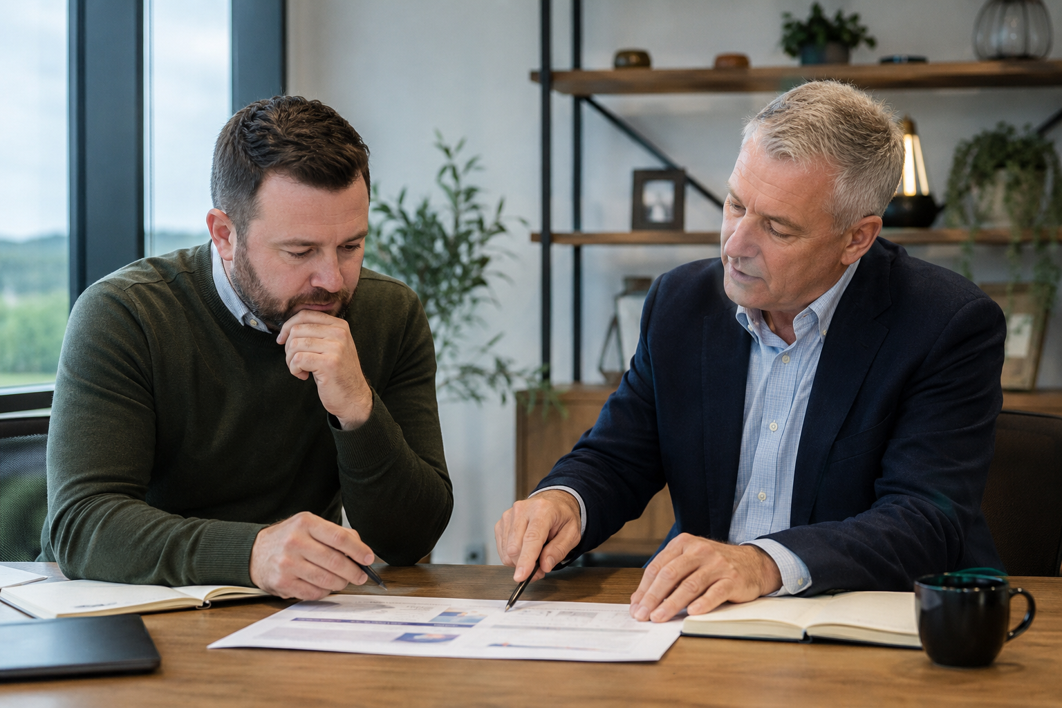 Business owner comparing consulting firms and independent consultants