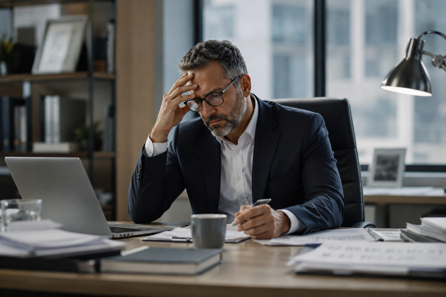 Senior executive managing leadership pressure and wellbeing
