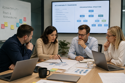 SME team reviewing accountability and organisational structure