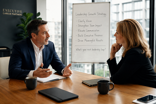 Executive career coaching strategy discussion focused on leadership growth
