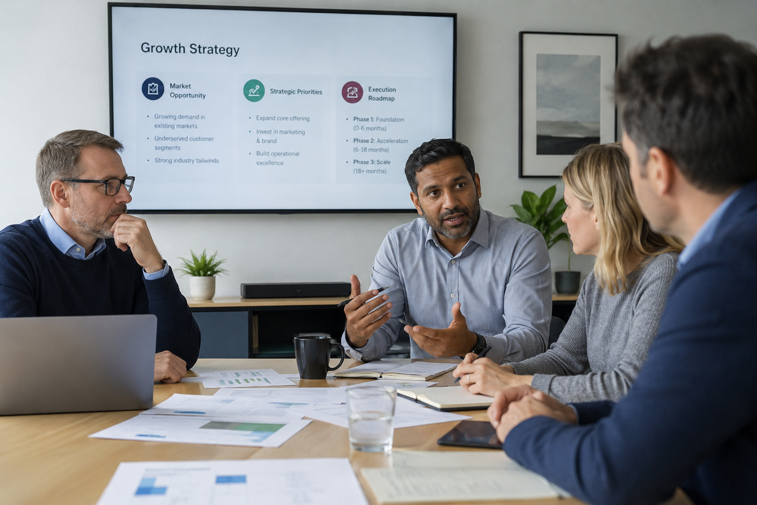 Strategic management consultant advising SME leadership team