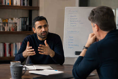 Founder discussing long-term personal and leadership development strategy