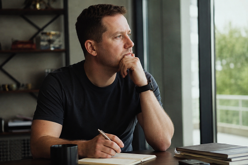 Founder reflecting on leadership growth and personal development