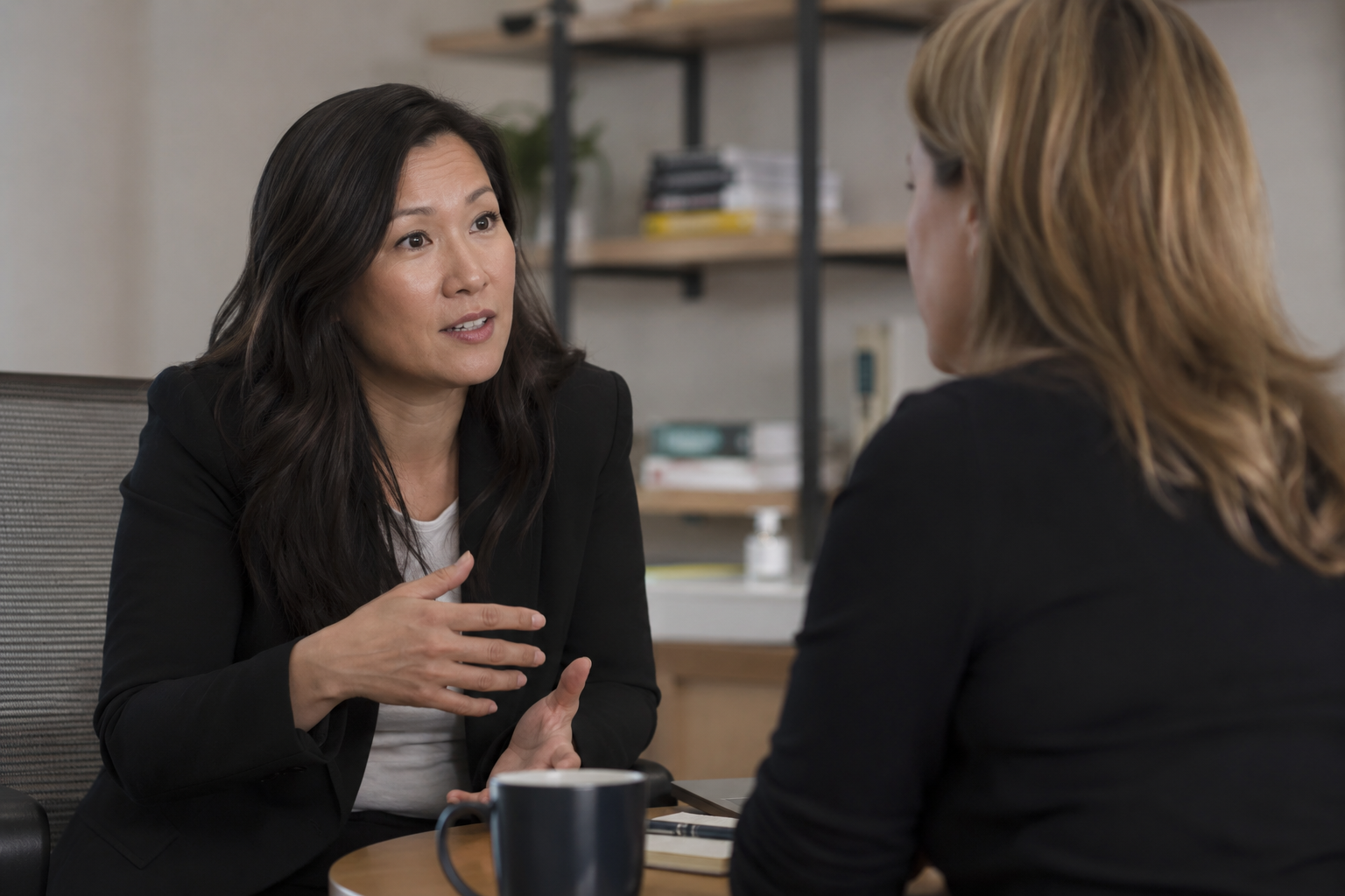 Founder having a confidential leadership support conversation