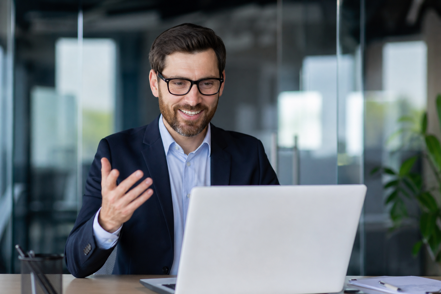 SME owner attending virtual business coaching session