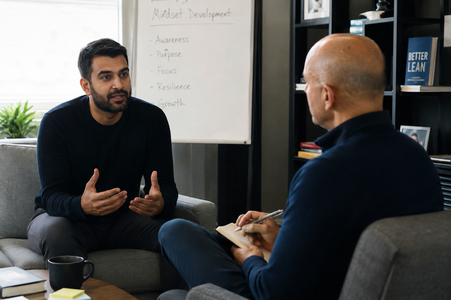 Founder discussing mindset development with a leadership coach