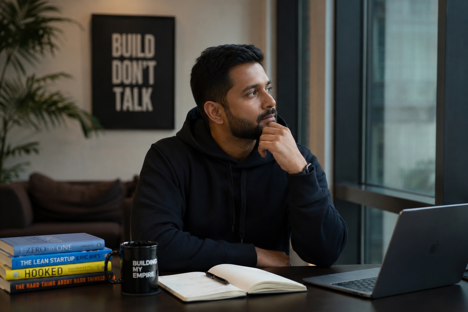 High-performing founder reflecting on leadership growth and mindset development