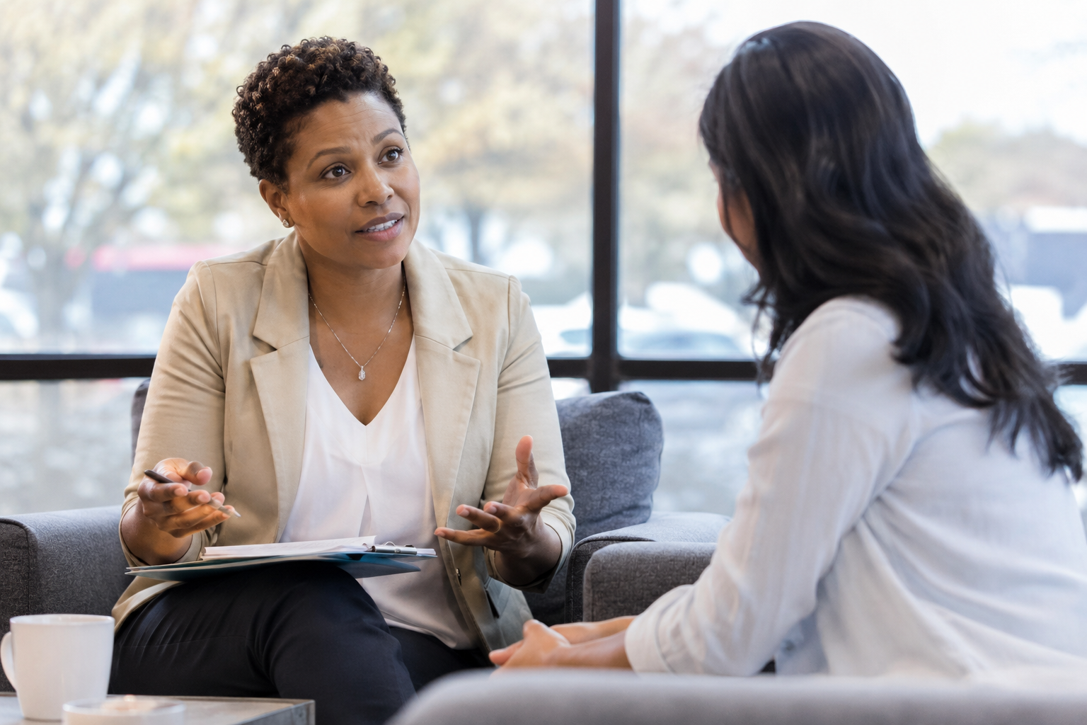 Executive leader discussing personal and life coaching support