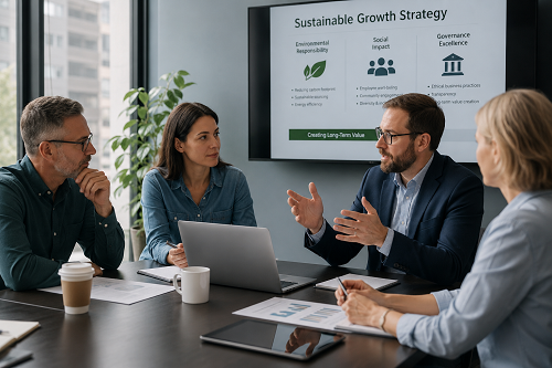 Founder discussing long-term leadership and organisational growth strategy