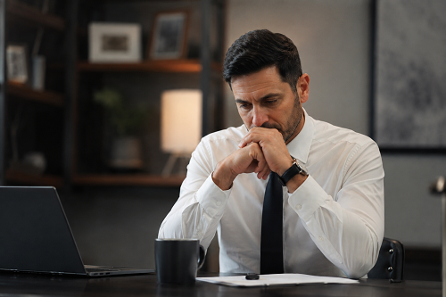 Executive leader reflecting on setbacks and leadership resilience