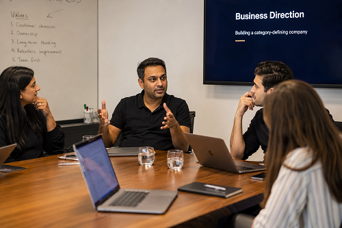 Founder discussing leadership values and business direction