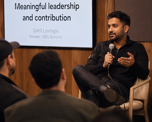 Founder discussing meaningful leadership and contribution