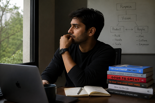 Founder reflecting on leadership mindset and emotional resilience