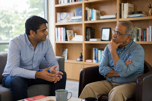 Founder discussing leadership challenges with a trusted mentor