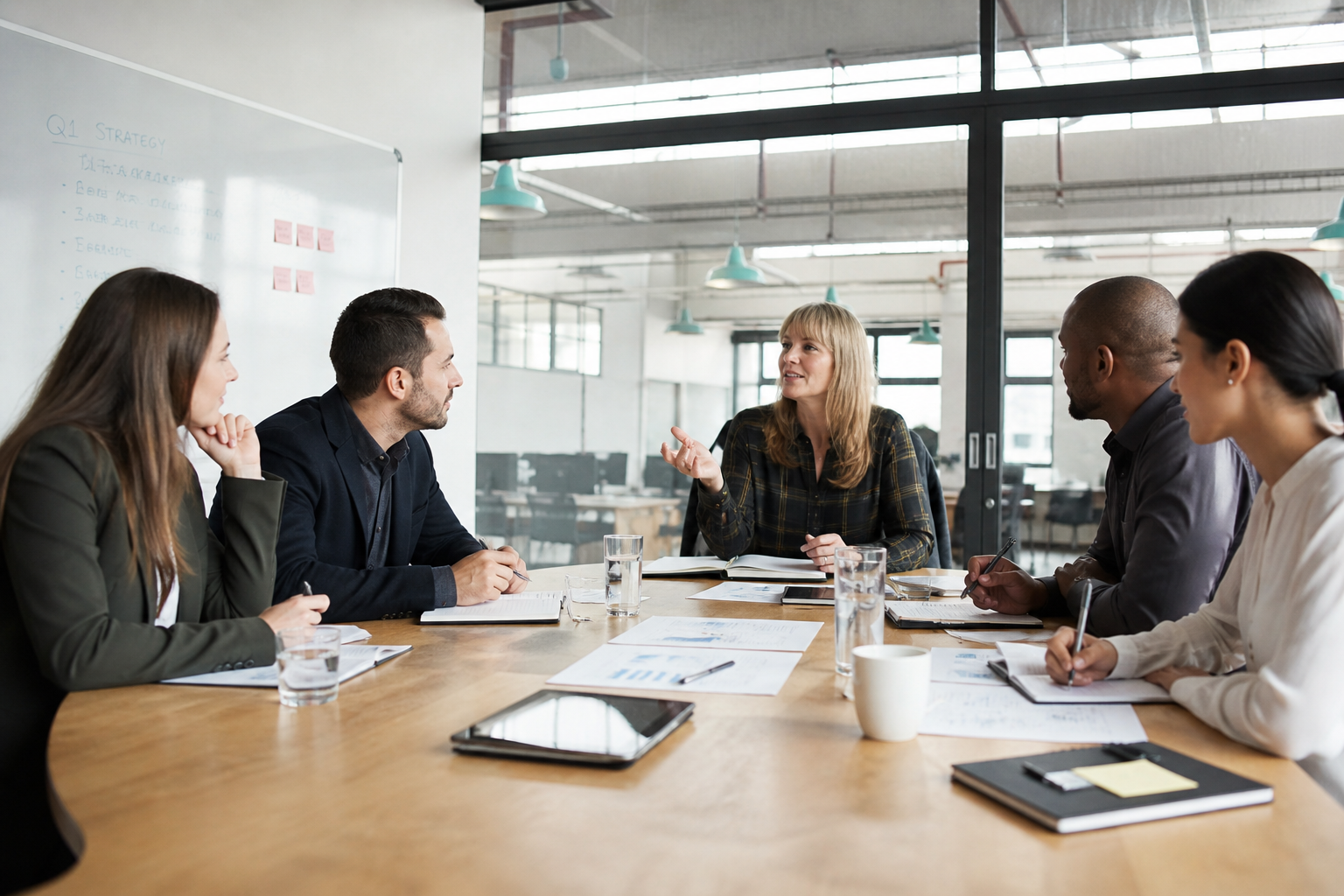 Small business owner meeting experienced mentor