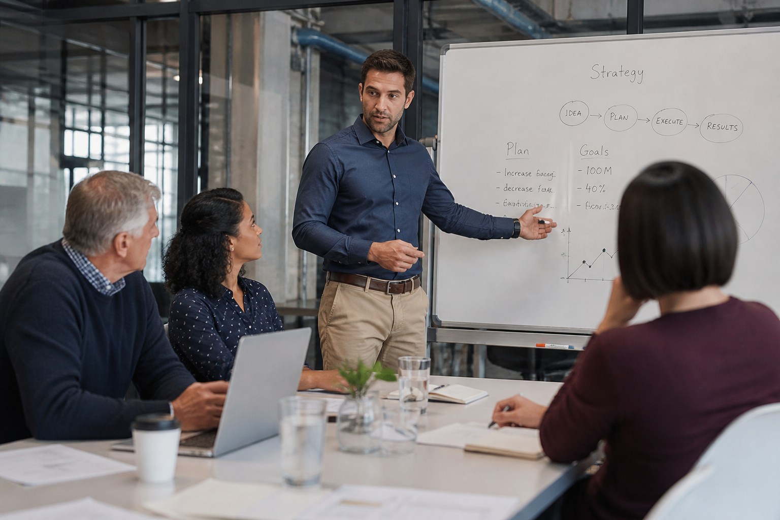 Business consultant meeting small business owner