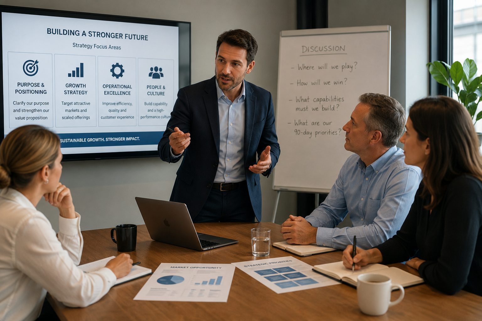 Strategic management consultant advising SME leadership team