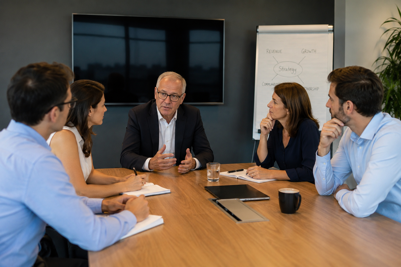 Non-executive director and advisor meeting with SME leadership team