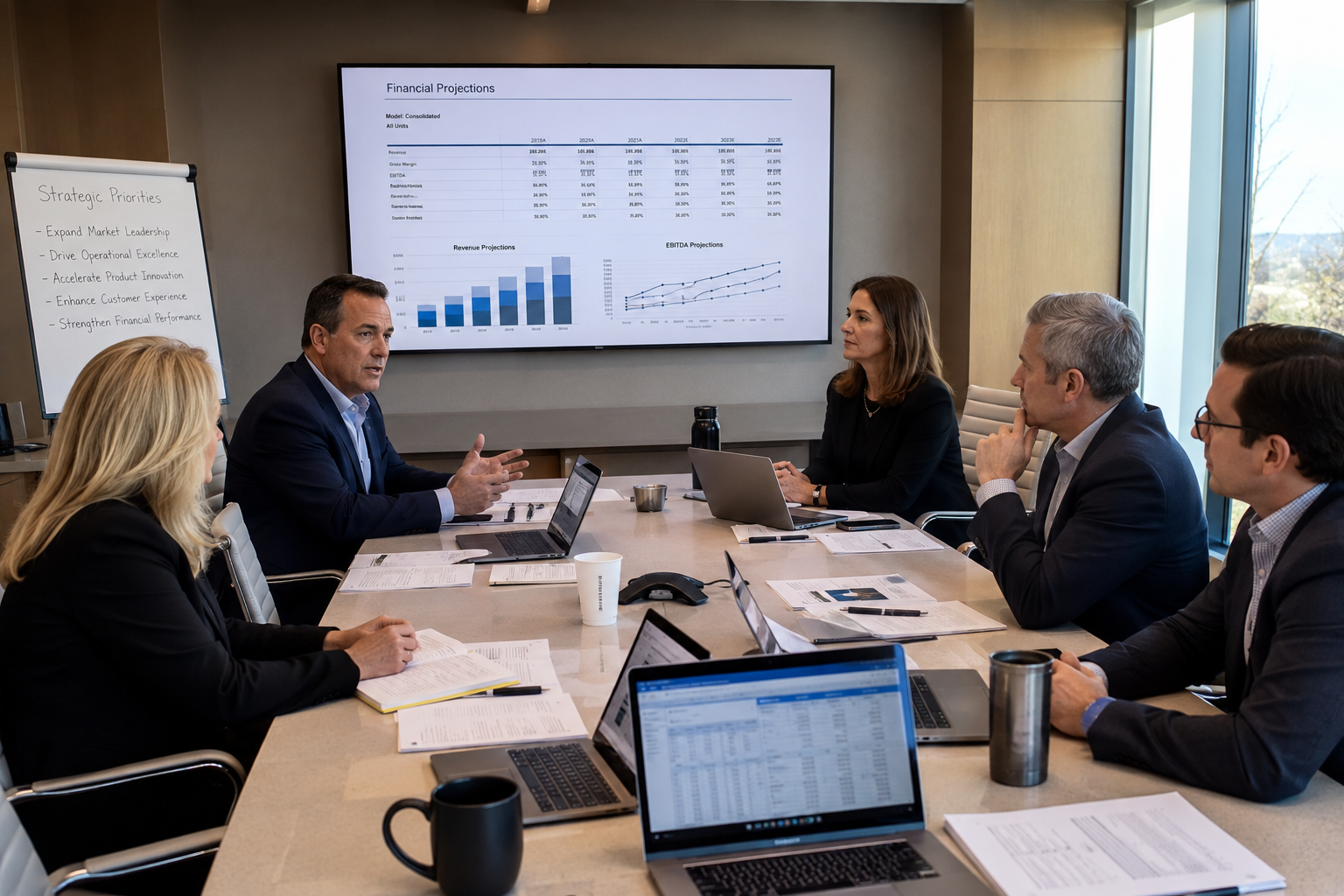 SME leadership reviewing financial and operational performance