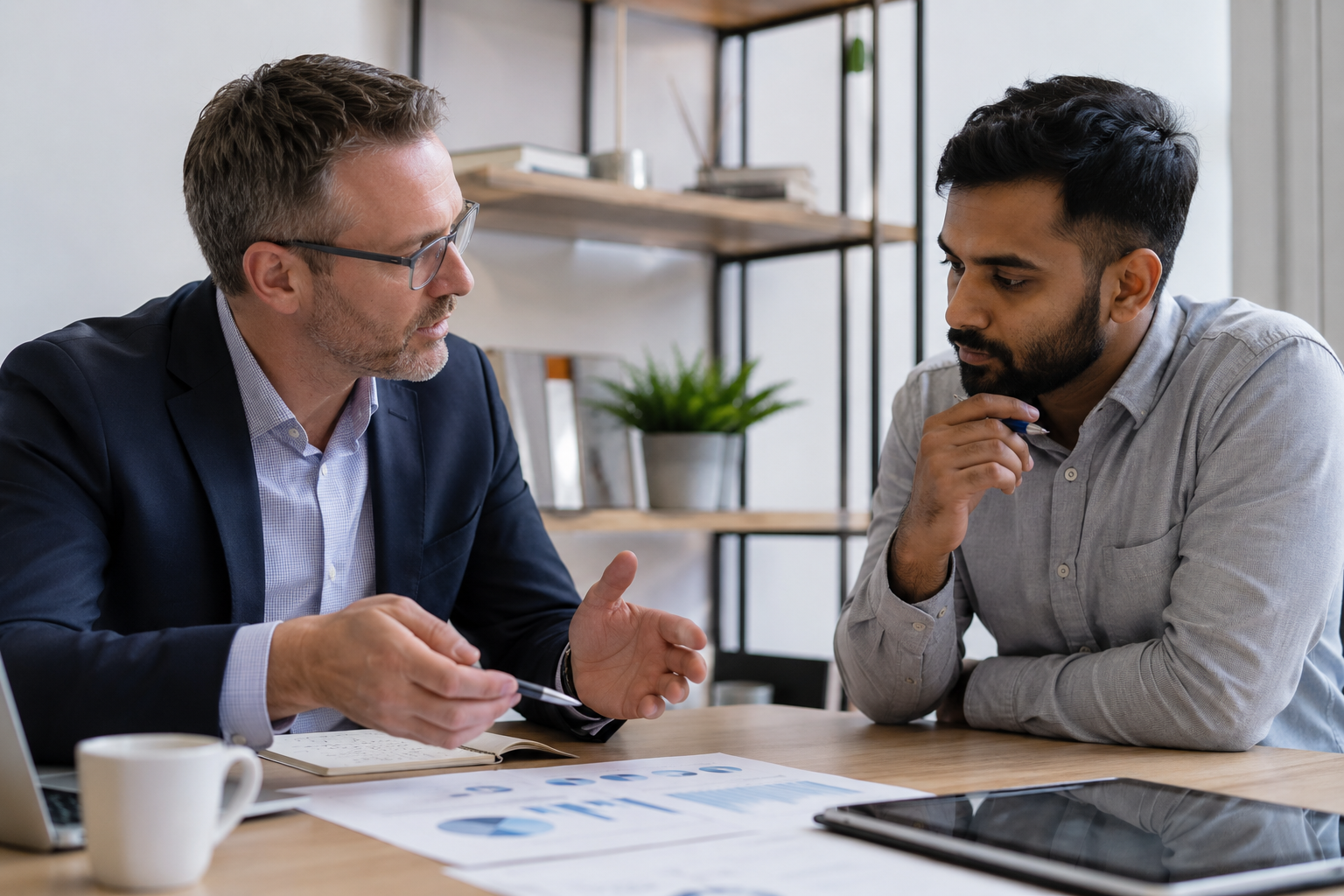 Business advisor discussing strategy with SME founder