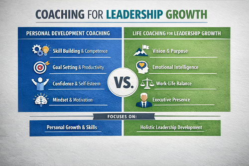 infographic comparing personal development coaching
