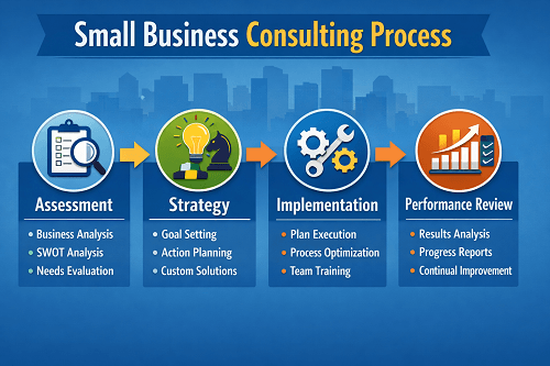 small business consulting process from assessment to implementation