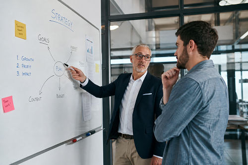 Business mentor and entrepreneur planning growth strategy