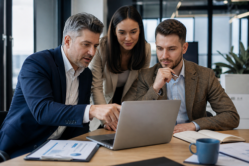 Independent business mentor advising entrepreneur