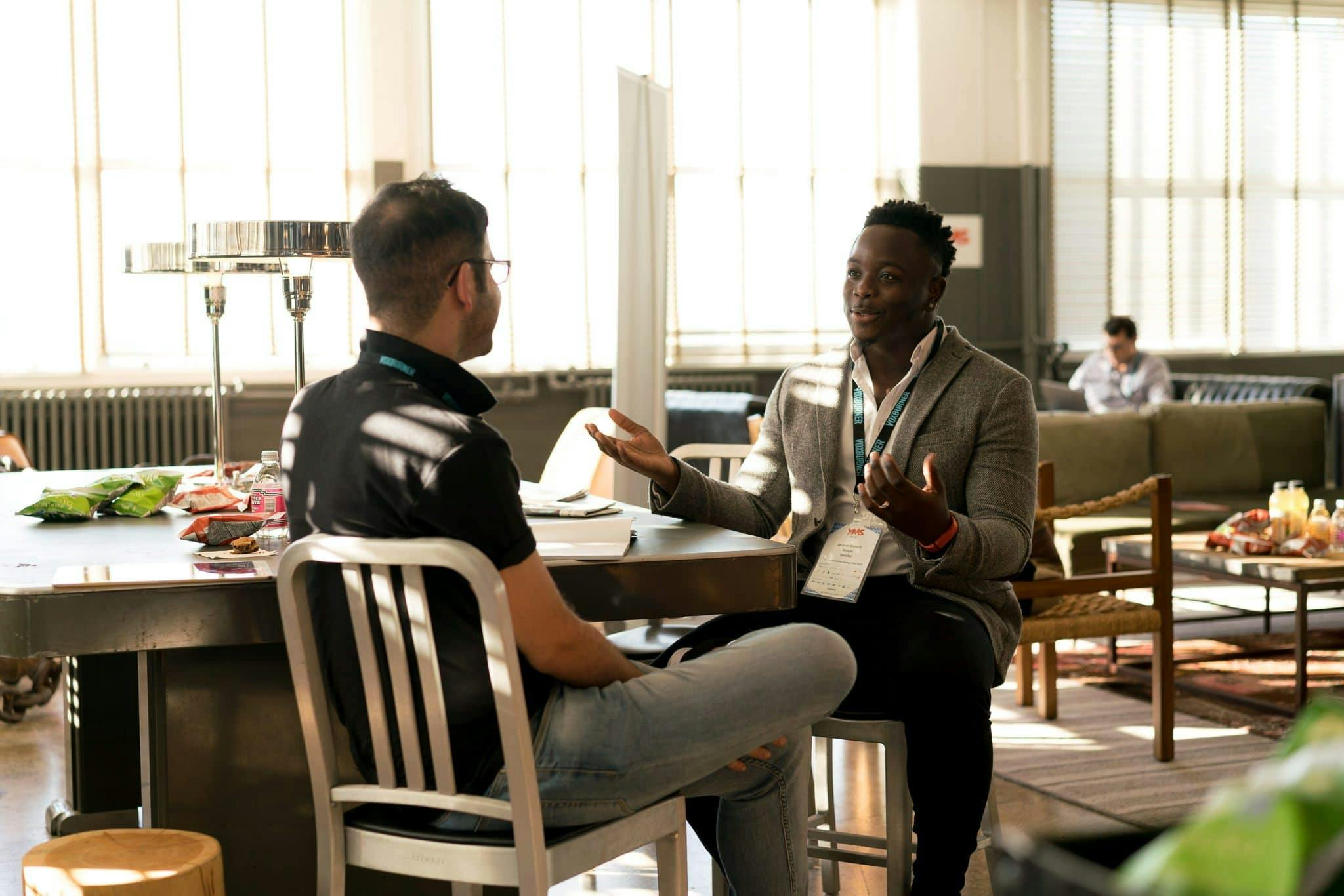 two people having a conversations to showcase power of meaningful connections.