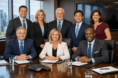 Senior executive coaching session with senior leadership team in boardroom setting